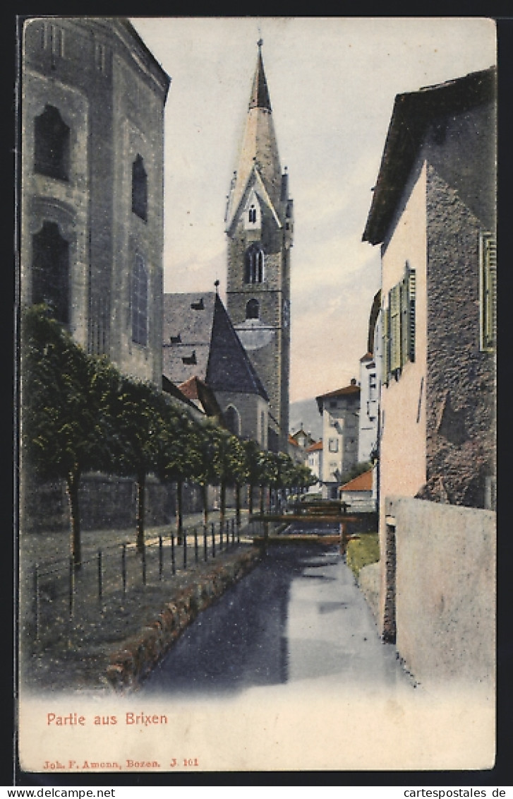 Cartolina Brixen, Wasserpartie Mit Blick Zur Kirche  - Altri & Non Classificati