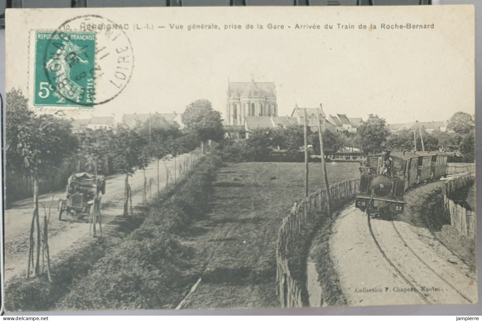 10. Herbignac (L.-I.) - Vue Générale, Prise De La Gare - Arrivée Du Train De La Roche-Bernard (rare) - Herbignac