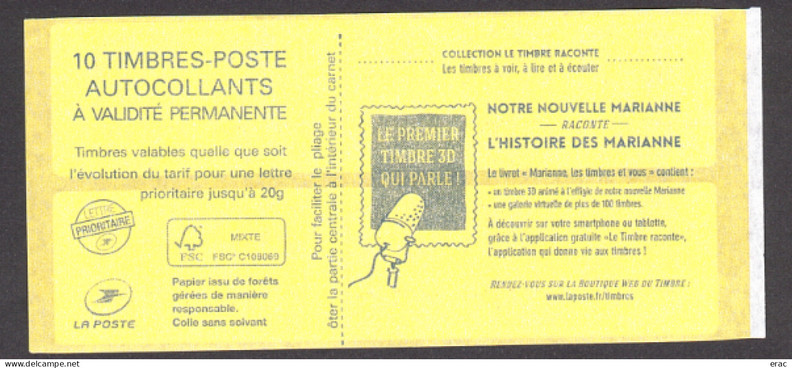 France - Autoadhésif - Carnet 851-C4 - Daté 07.06.13 - Neuf ** - Marianne De Ciappa & Kawena - Sagem - Postzegelboekjes