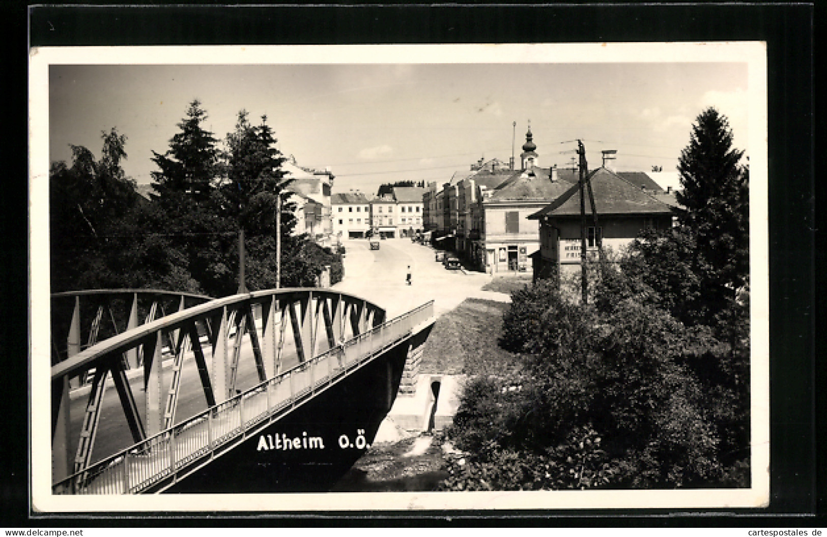 AK Altheim, Strassenpartie Mit Friseursalon Von Einer Brücke Aus  - Sonstige & Ohne Zuordnung