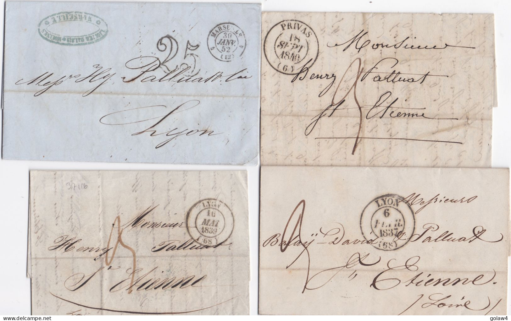 37116# LOT 9 LETTRES ST CHAMOND ST ETIENNE ROANNE RIVE DE GIER PRIVAS MARSEILLE LYON RHONE ARDECHE LOIRE 1836 - 1853 - 1801-1848: Vorläufer XIX