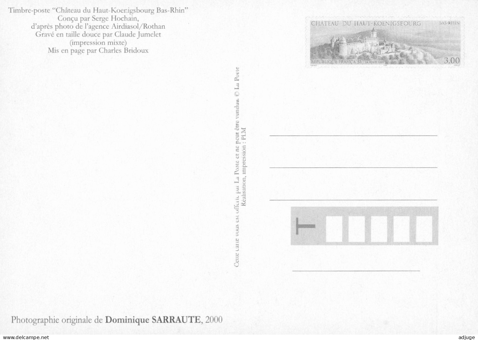 CPM- Timbre-Poste "Château Du Haut-Koenigsbourg" Conception S. Hochain, Graveur C. Jumelet_Photo D. Sarraute 2000* - Timbres (représentations)