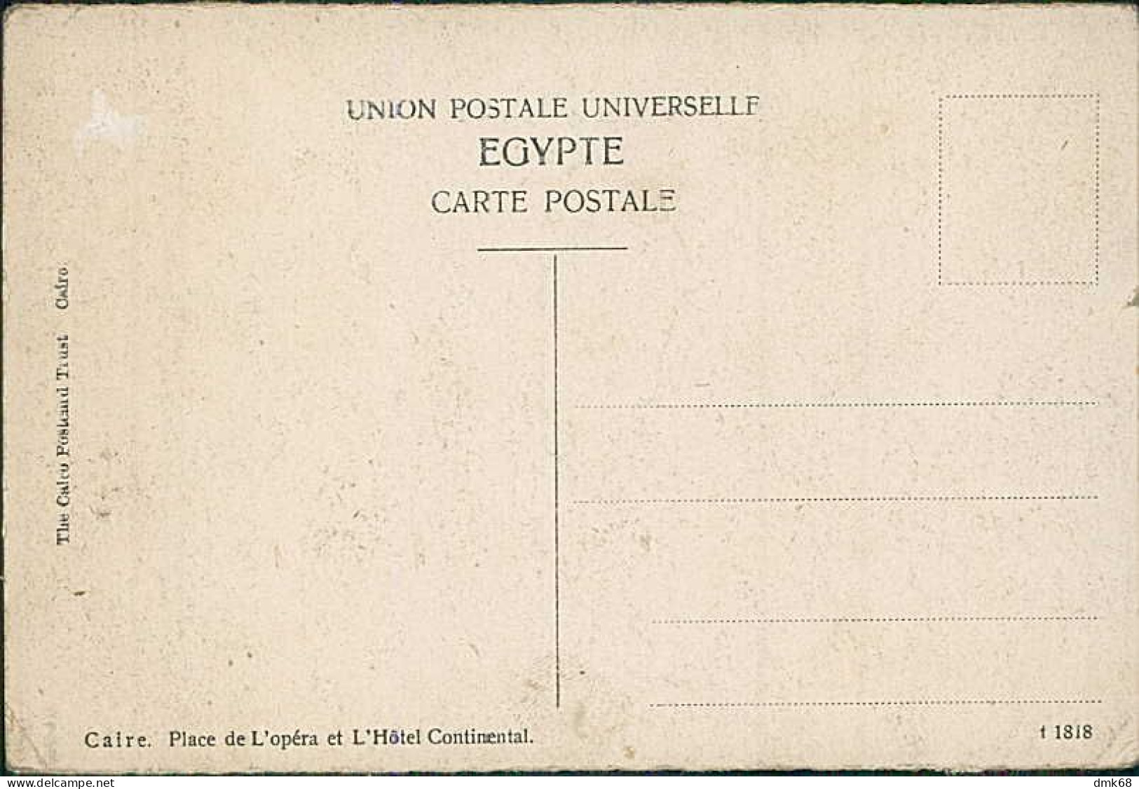 EGYPT - CAIRO / CAIRE - OPERA SQUARE AND CONTINENATAL HOTEL - EDIT THE CAIRO POSTCARD TRUST - 1910s (12696) - Kairo