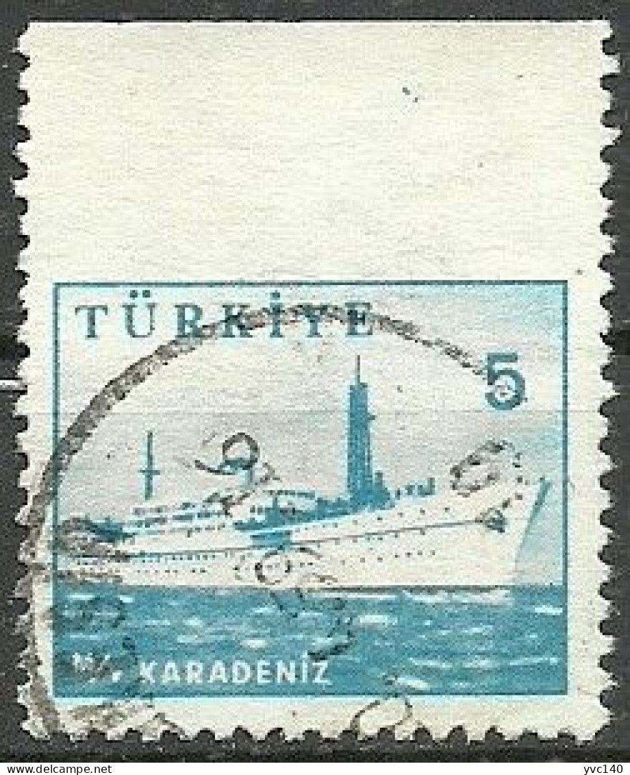 Turkey; 1959 Pictorial Postage Stamp 5 K. ERROR "Imperforate Edge" - Used Stamps