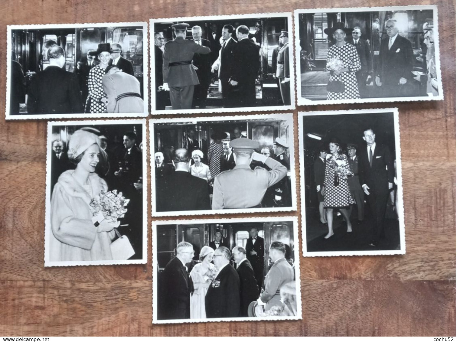 7 Photos N/b---Visite Royale : Au Printemps 1966, Liège Accueillait Elisabeth II (12,5cm X 8,5 Cm) - Personalidades Famosas