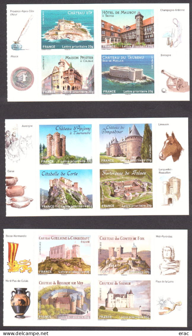 France - 2012 - Autoadhésif N° 714 à 725 - Neuf ** - Châteaux Et Demeures Historiques - Unused Stamps