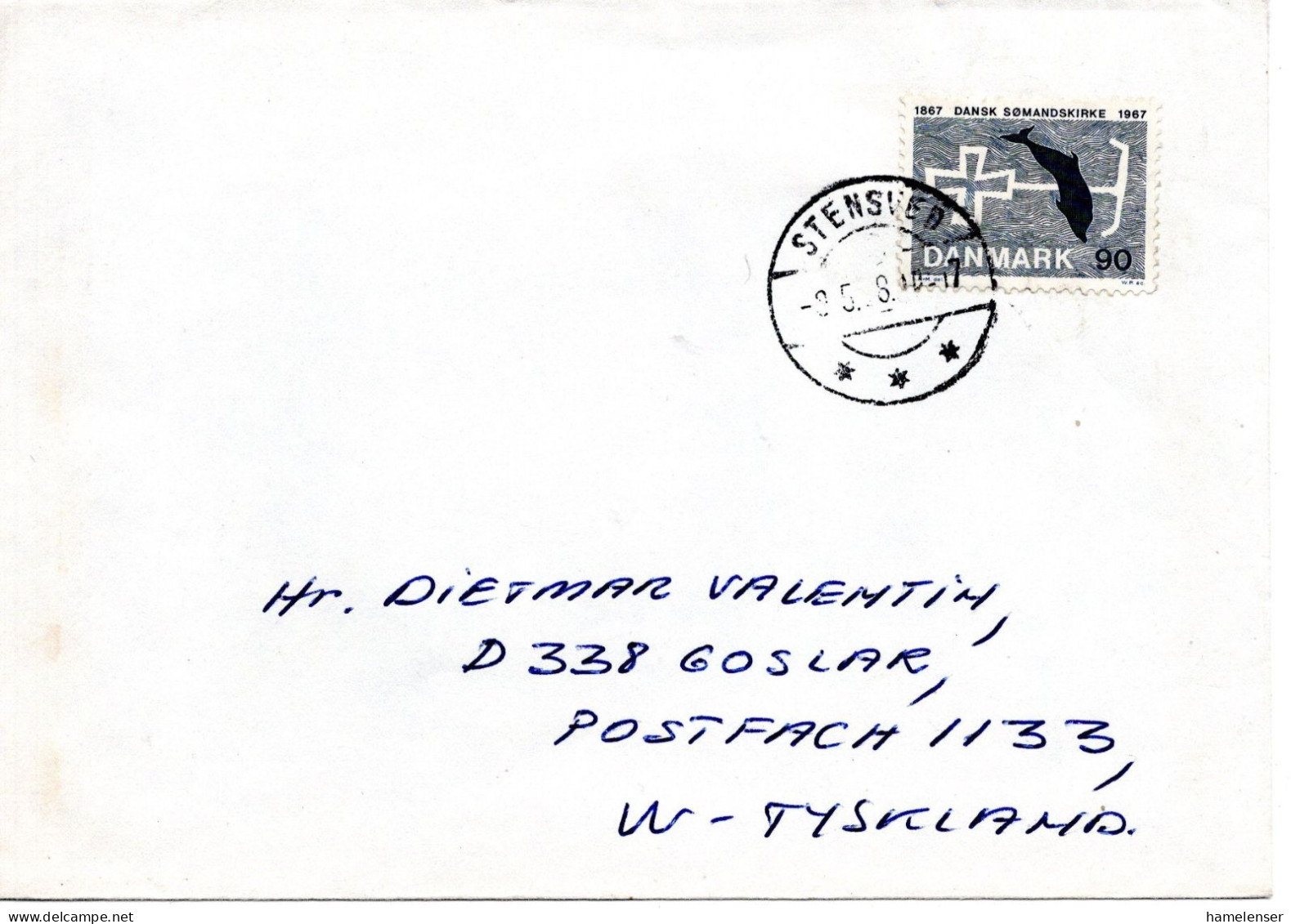 78887 - Dänemark - 1968 - 90o Seemannskirche EF A Bf STENSVED -> Westdeutschland - Covers & Documents