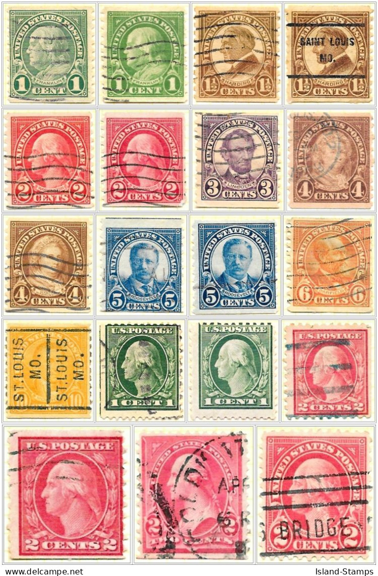 1923-1925 19 Values Franklin/Washington Used - Usati