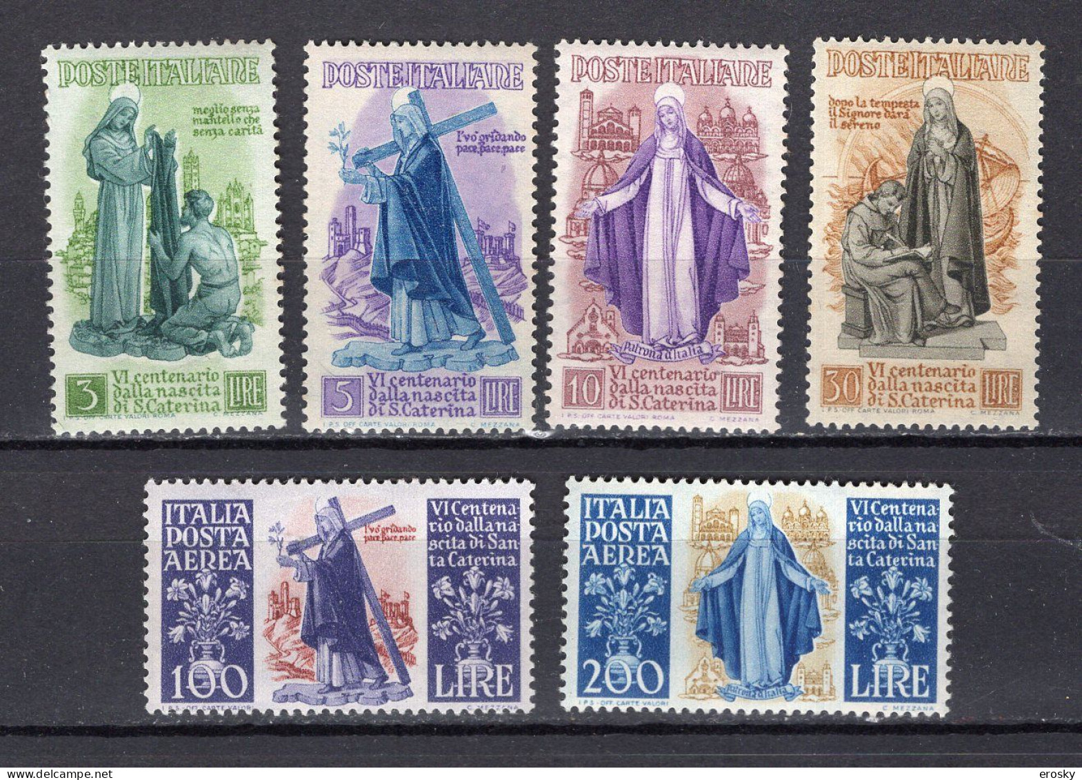 Y0036 - ITALIA Ss N°574/77 + AEREA - ITALIE Yv N°512/15 + AERIENNE ** SANTA CATERINA - 1946-60: Mint/hinged