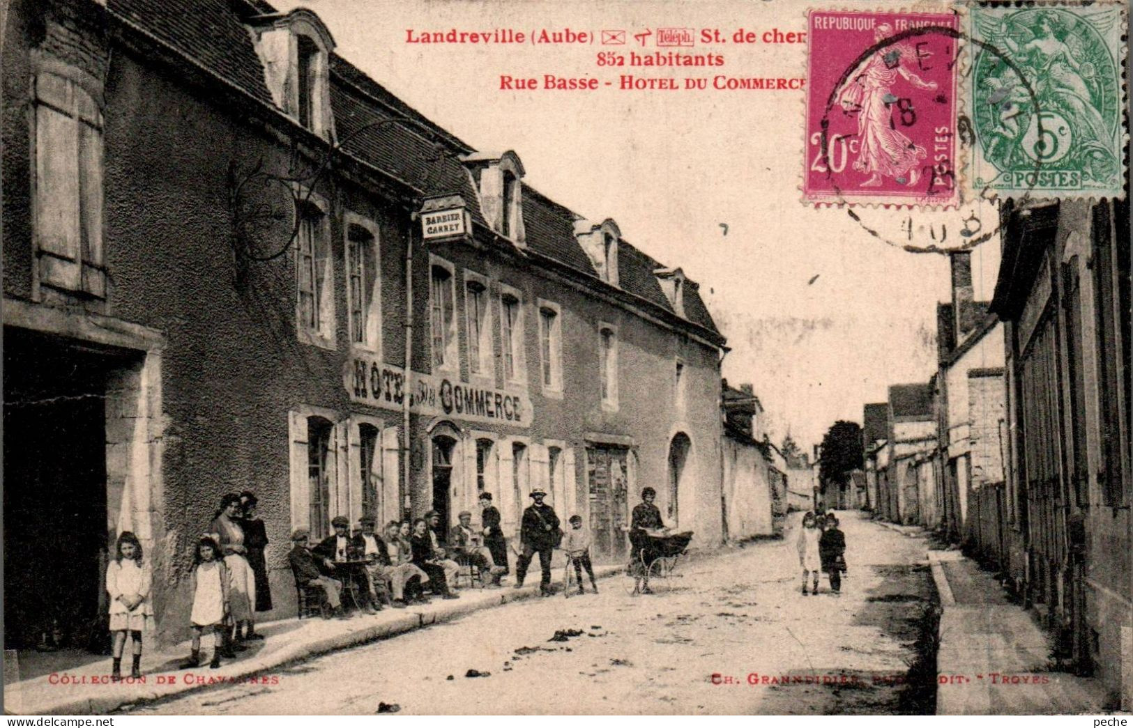 N°2620 W -cpa Landreville -hôtel Du Commerce- - Autres & Non Classés