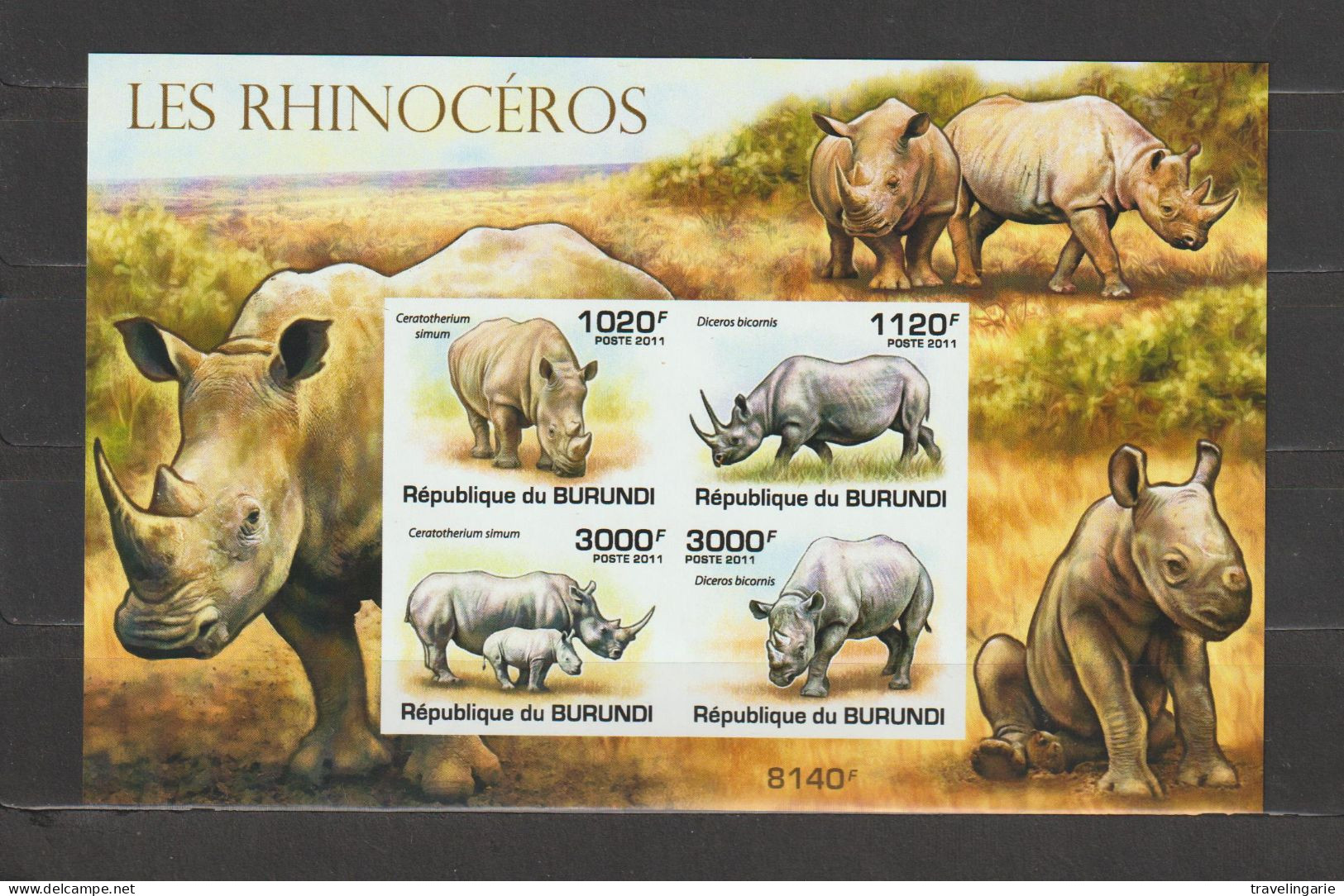 Burundi 2011 Rhinos / Les Rinoceros S/S Imperforate / ND MNH/** - Blokken & Velletjes