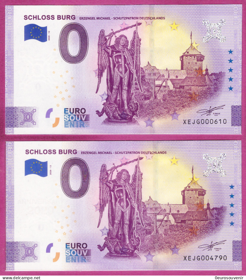 0-Euro XEJG 2020-12 SCHLOSS BURG - ERZENGEL MICHAEL - SCHUTZPATRON DEUTSCHLANDS Set NORMAL+ANNIVERSARY - Private Proofs / Unofficial