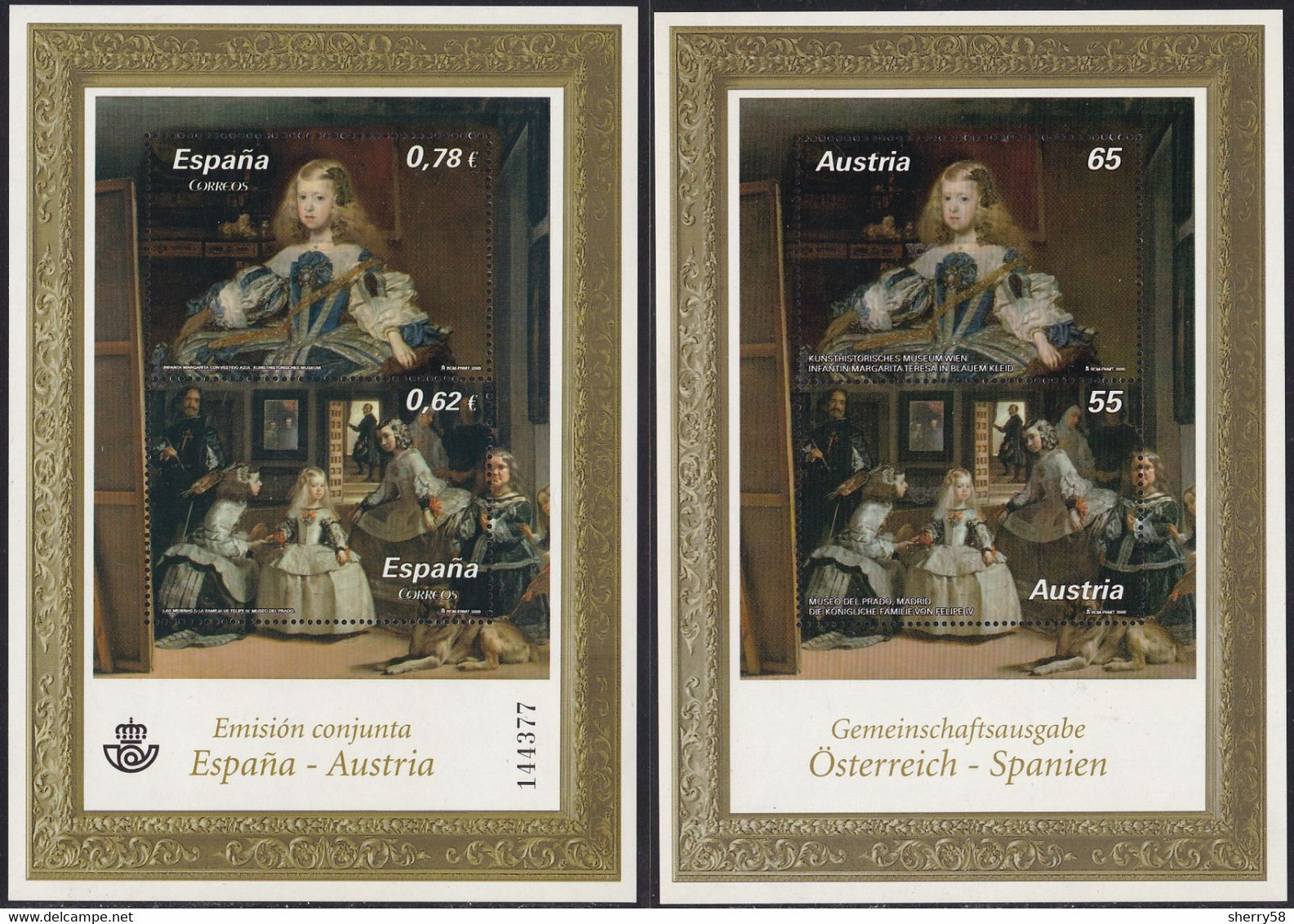 2009-ED. 4519 H.B.-PINTURA.VELAZQUEZ.LAS MENINAS. EMISIÓN CONJUNTA CON AUSTRIA-INCLUYE HOJA DE AUSTRIA-NUEVO - Nuovi