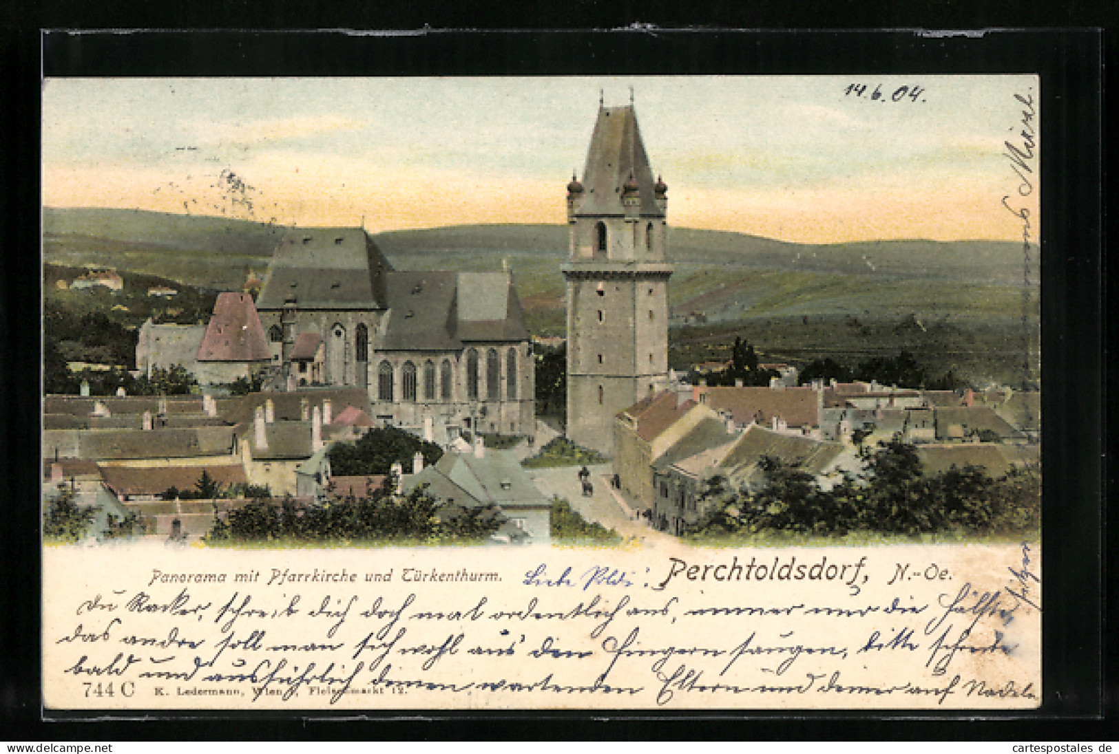 AK Perchtoldsdorf /N.-Oe., Panorama Mit Pfarrkirche Und Türkenthurm  - Sonstige & Ohne Zuordnung