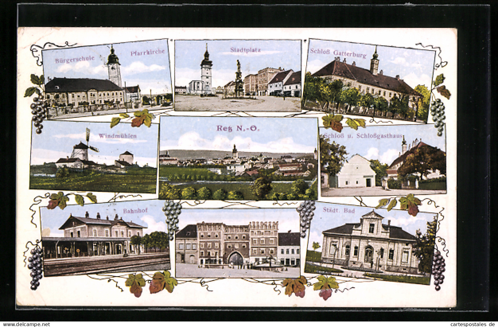 AK Retz, Bürgerschule, Pfarrkirche Und Schloss Gatterburg  - Autres & Non Classés