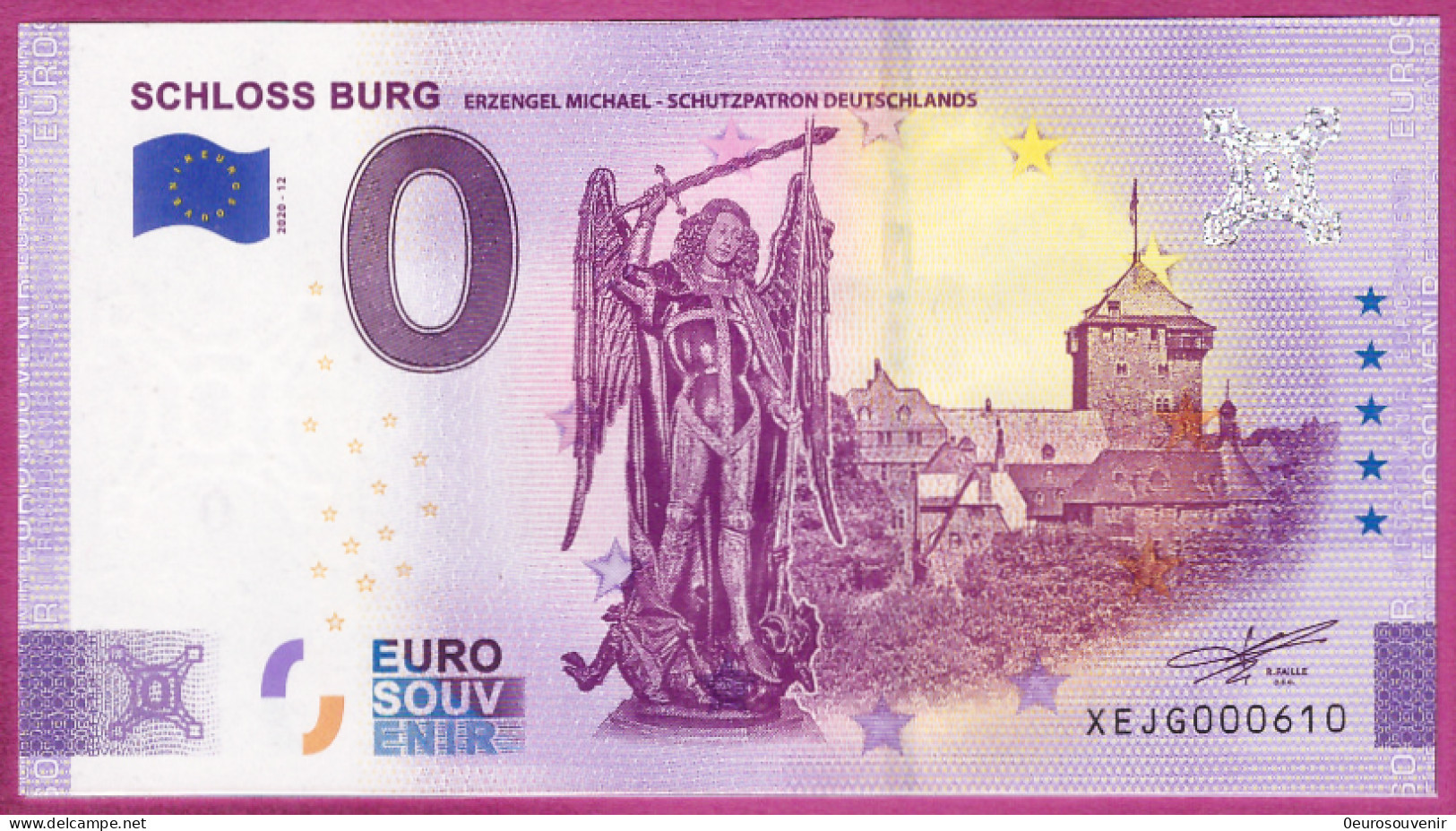 0-Euro XEJG 2020-12 SCHLOSS BURG - ERZENGEL MICHAEL - SCHUTZPATRON DEUTSCHLANDS - Essais Privés / Non-officiels