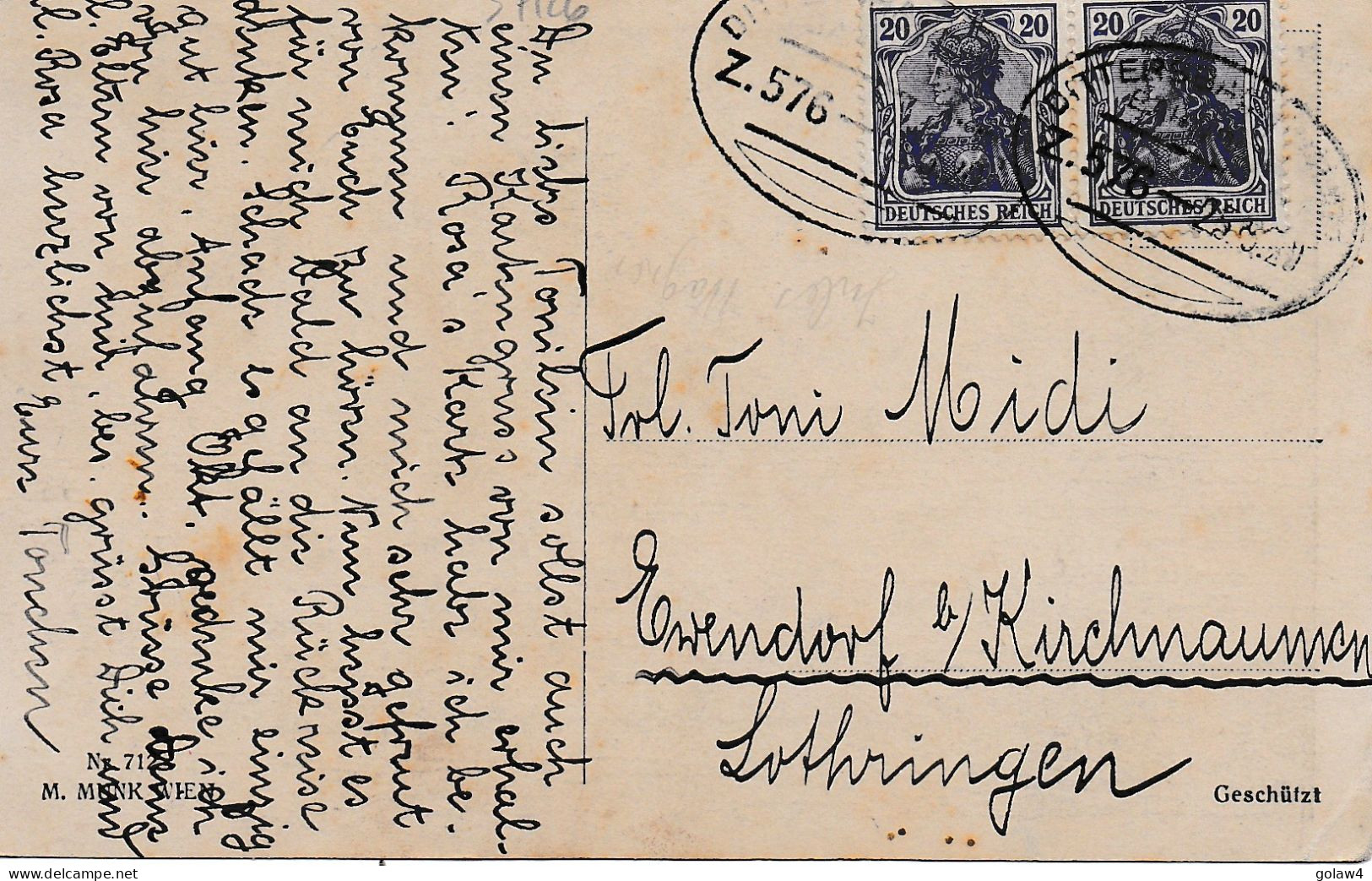 37126# GERMANIA CARTE POSTALE Obl DITTERSBACH GLATZ Z. 576 1929 Pour EVENDORF KIRSCHNAUMEN MOSELLE LORRAINE - Briefe U. Dokumente