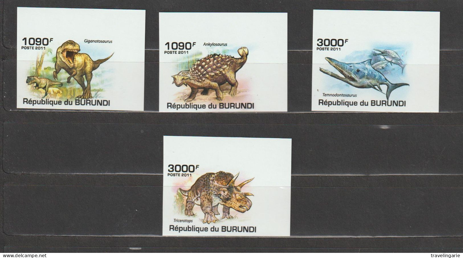 Burundi 2011 Dinosaurs / Les Dinosaures Imperforate / ND MNH/** - Sonstige & Ohne Zuordnung