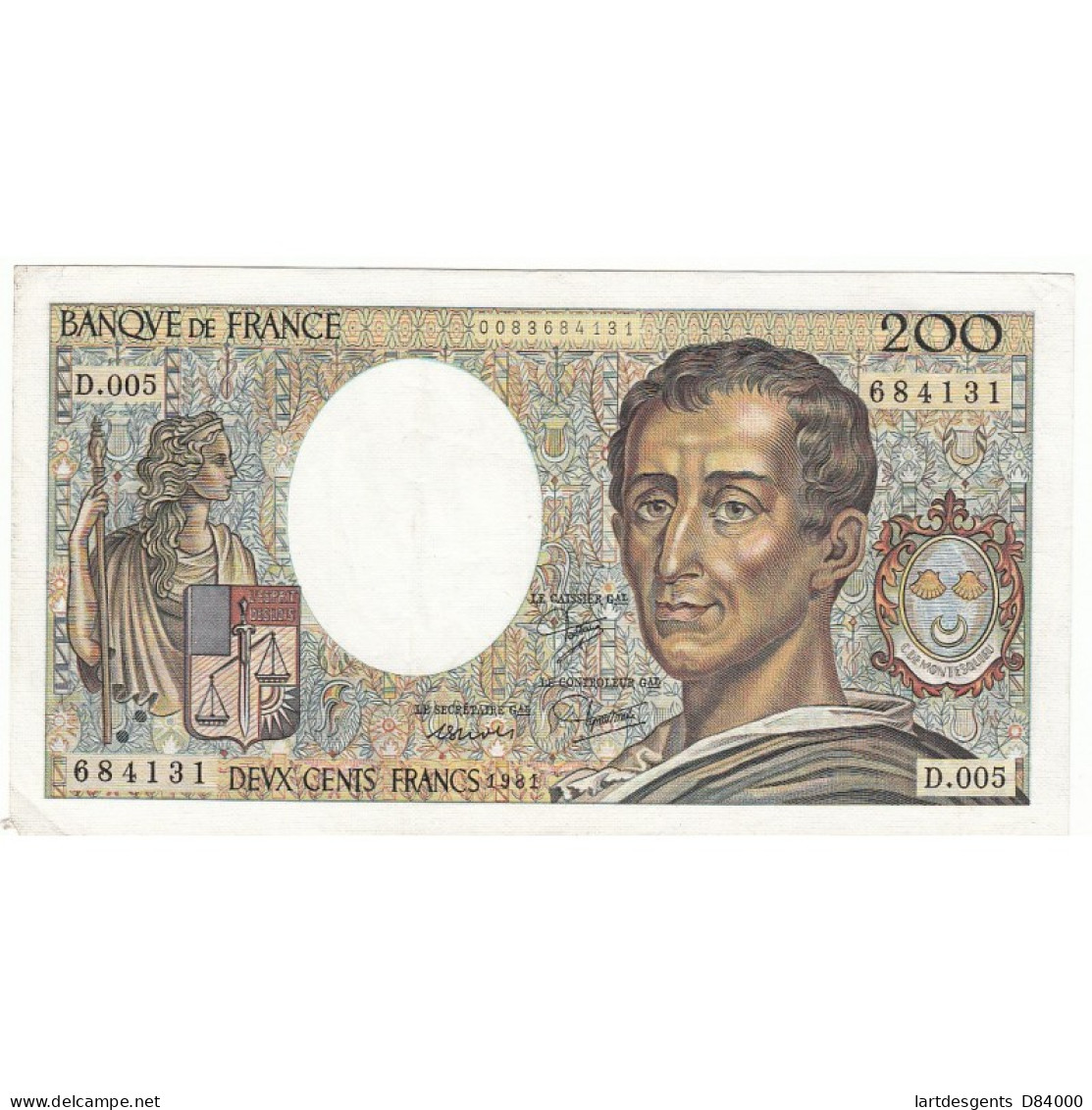 200 Francs MONTESQUIEU 1981 Fayette 70.1 - 200 F 1981-1994 ''Montesquieu''