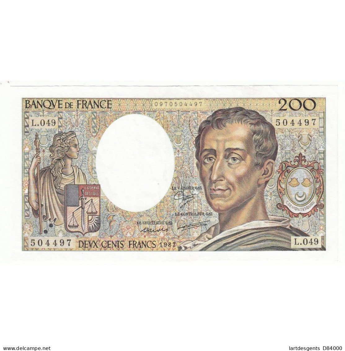 200 Francs MONTESQUIEU 1987 Fayette 70.5 - 200 F 1981-1994 ''Montesquieu''