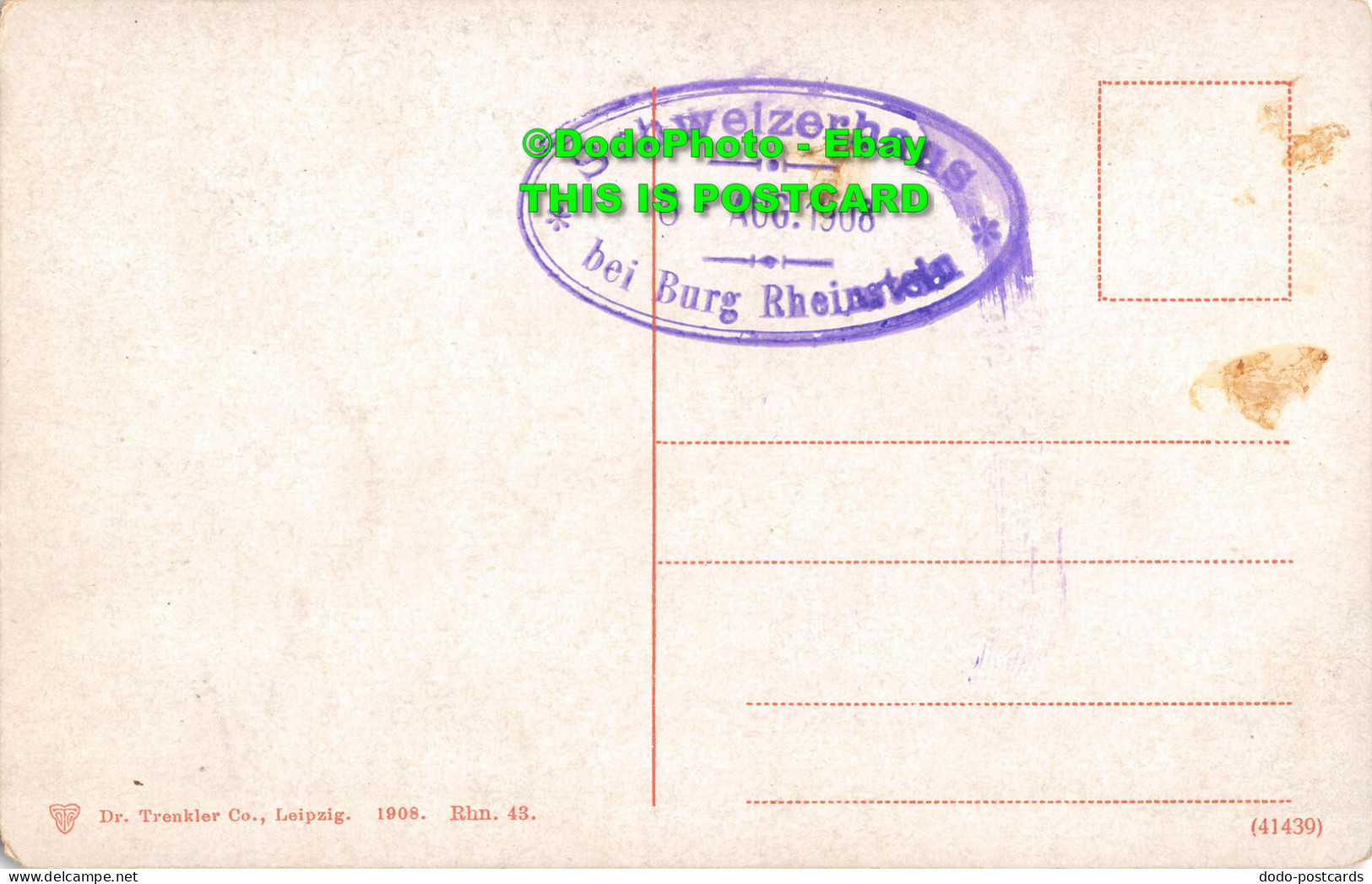 R419000 Burg Rheinstein. Eingang Zum Schweizerhaus. Dr. Trenkler. 1908. Rhn. 43 - World