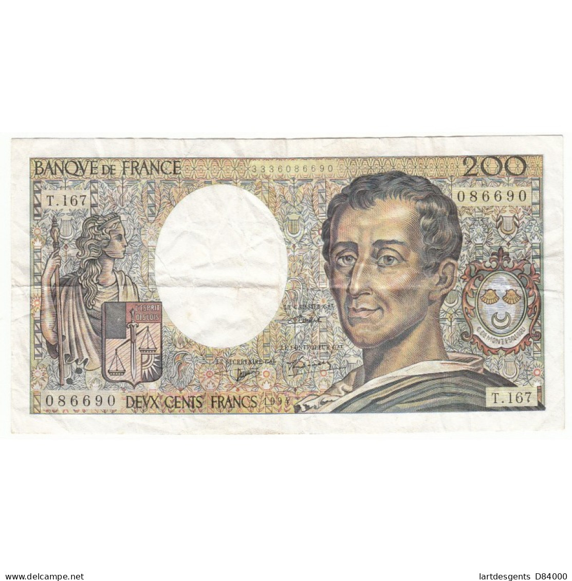 200 Francs MONTESQUIEU 1994 Fayette 71.1 TTB - 200 F 1981-1994 ''Montesquieu''