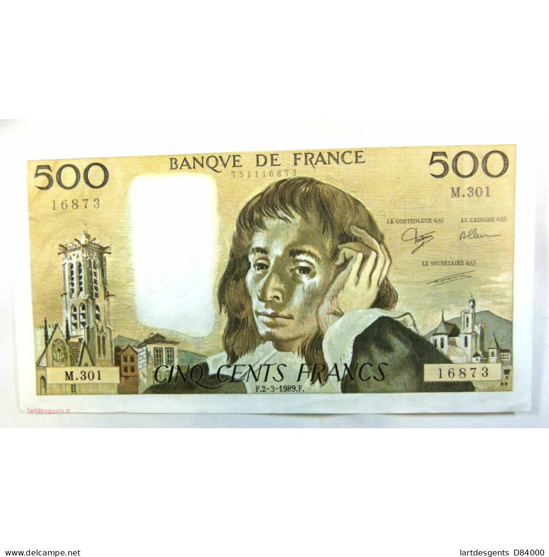 Pascal - 500 Francs 02-03-1989 M.301 SPL - 500 F 1968-1993 ''Pascal''