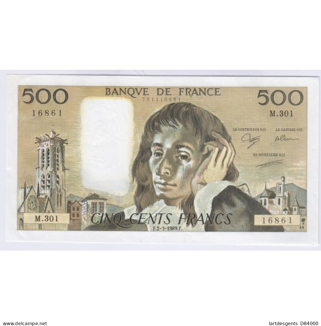 BILLET FRANCE 500 FRANCS PASCAL 1989 P/NEUF L'ART DES GENTS AVIGNON - 500 F 1968-1993 ''Pascal''