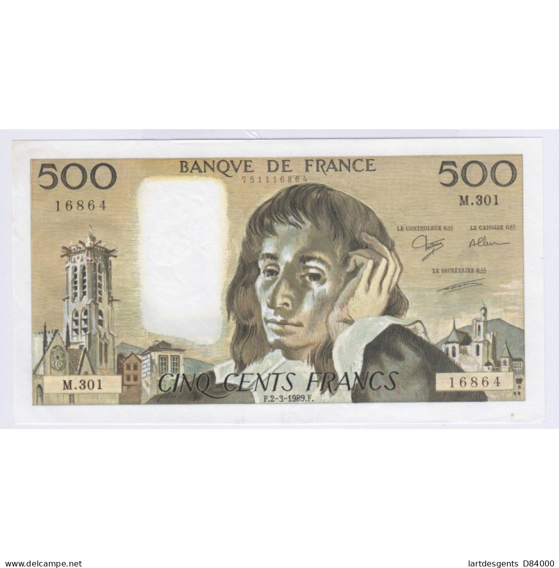 BILLET FRANCE 500 FRANCS PASCAL 1989 P/NEUF L'ART DES GENTS AVIGNON - 500 F 1968-1993 ''Pascal''