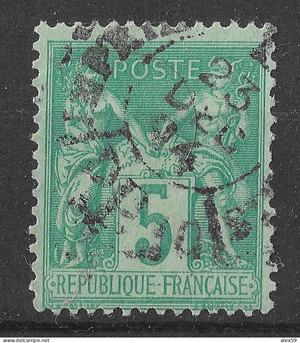 Lot N°47 N°75, Oblitéré Cachet à Date PARIS IMPRIMEE PP 10 R. DU VIEUX-COLOMBIRE - 1876-1898 Sage (Tipo II)