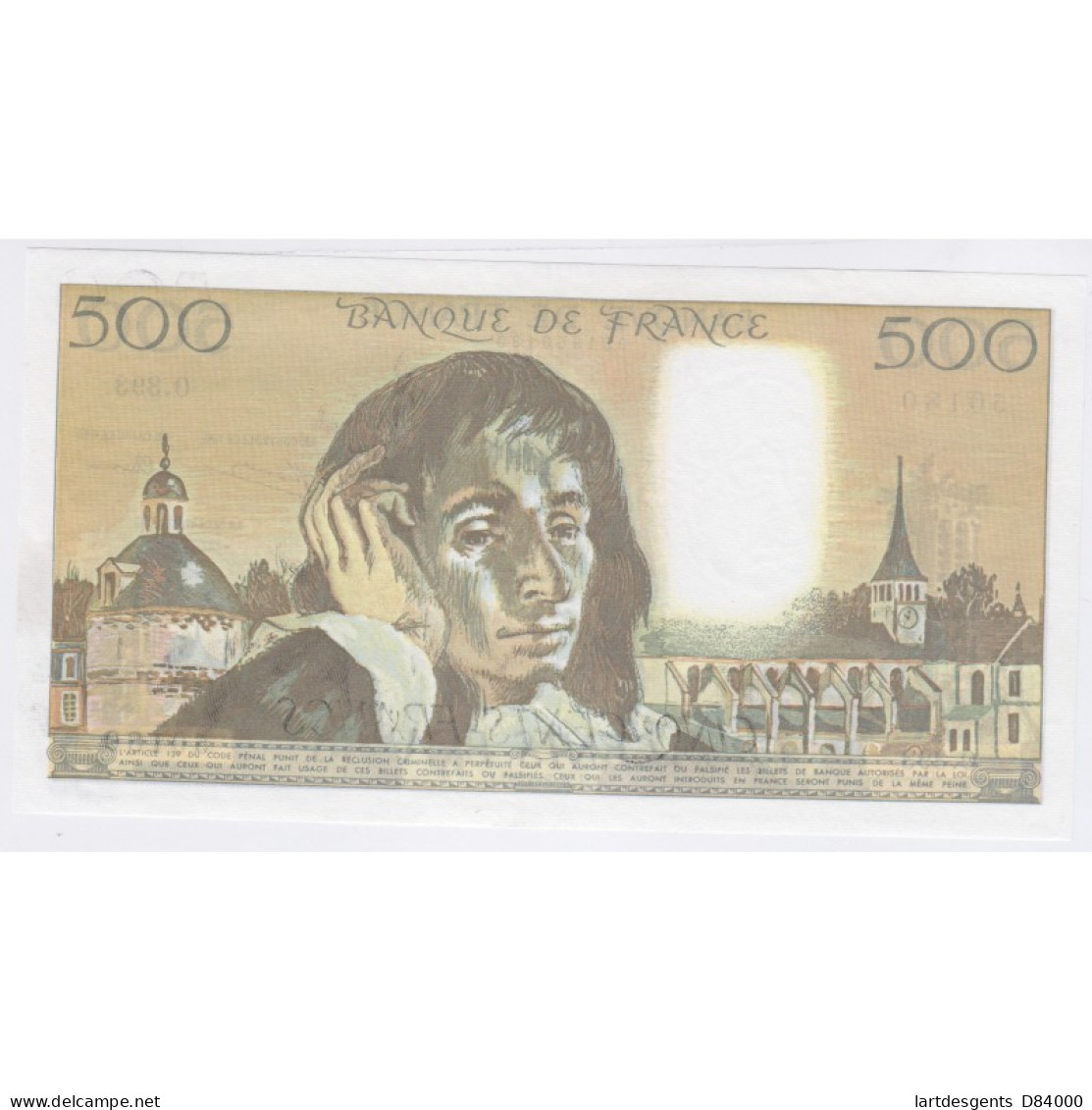 France 500 Francs Pascal 6-08-1992, O.393 50180, P/Neuf, Lartdesgents - 500 F 1968-1993 ''Pascal''