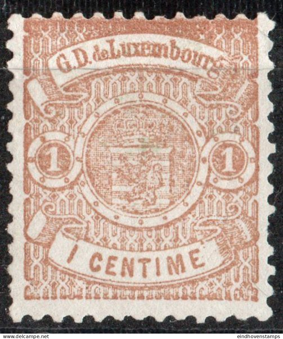 Luxemburg 1875 Armories 1 C Perf 13  1 Value , No Gum - 1859-1880 Armoiries