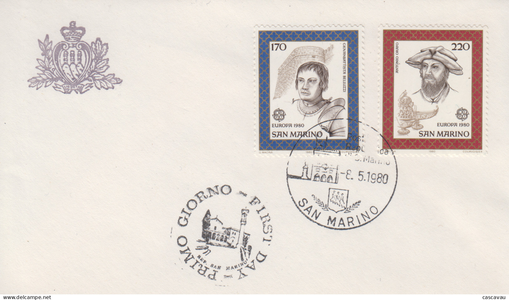 Enveloppe  FDC   1er  Jour    SAN  MARINO   Paire   EUROPA    1980 - 1980