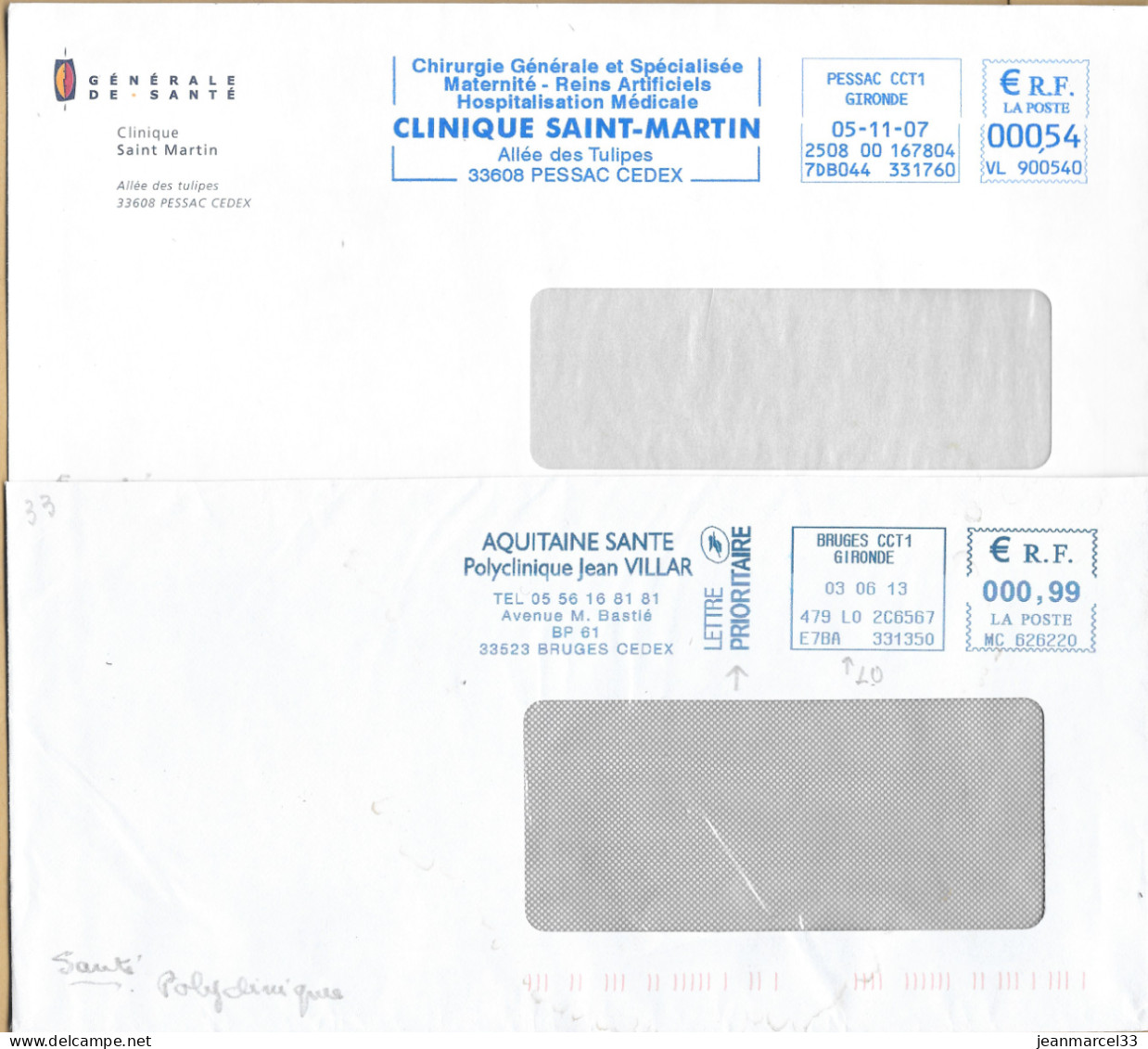 EMA Nelle Aquitaine Bruges CCT1 2013 Et Pessac CCT1 2007 " Polyclinique..... - EMA (Print Machine)