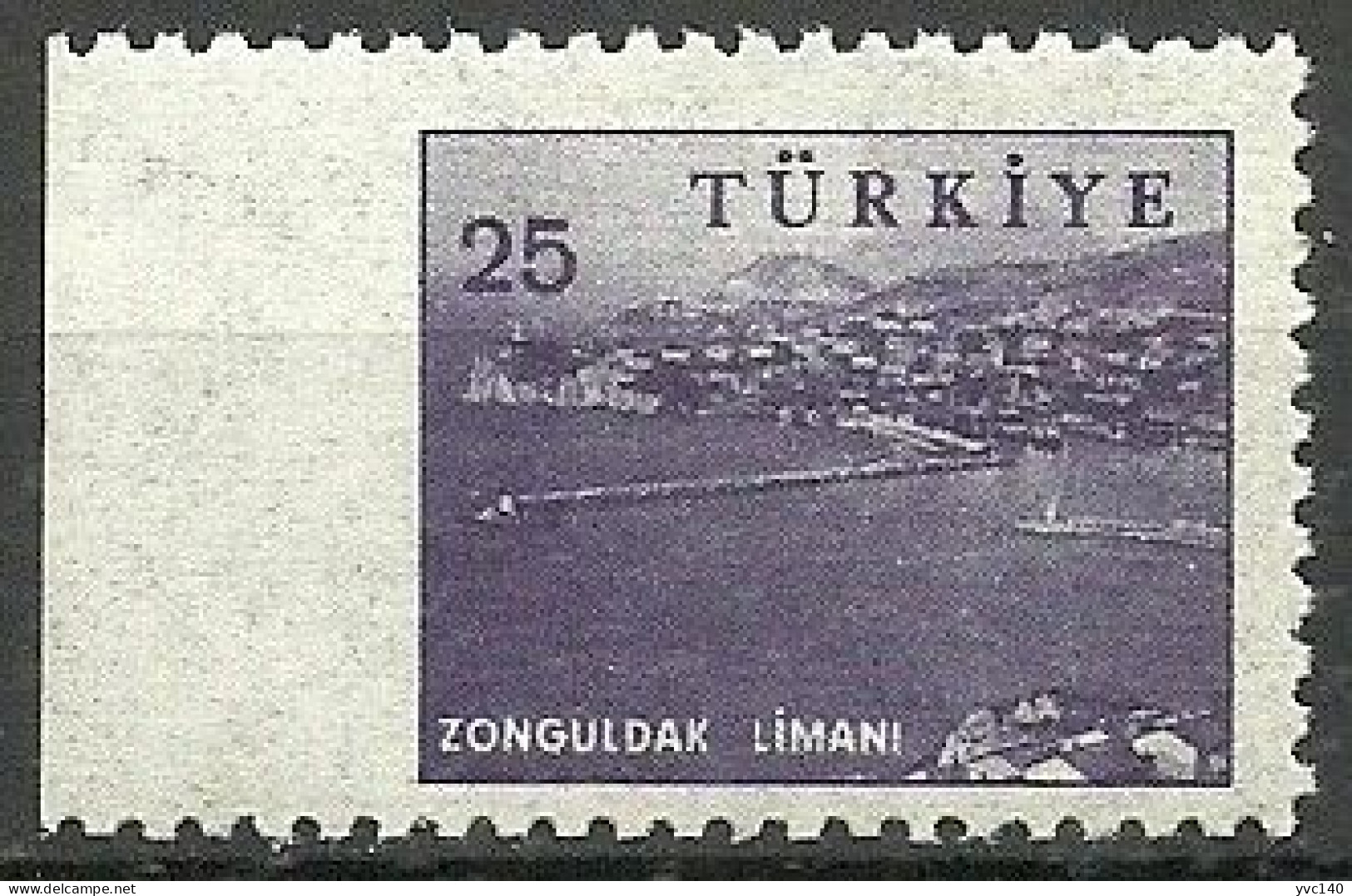 Turkey; 1959 Pictorial Postage Stamp 25 K. ERROR "Imperf. Edge" - Neufs