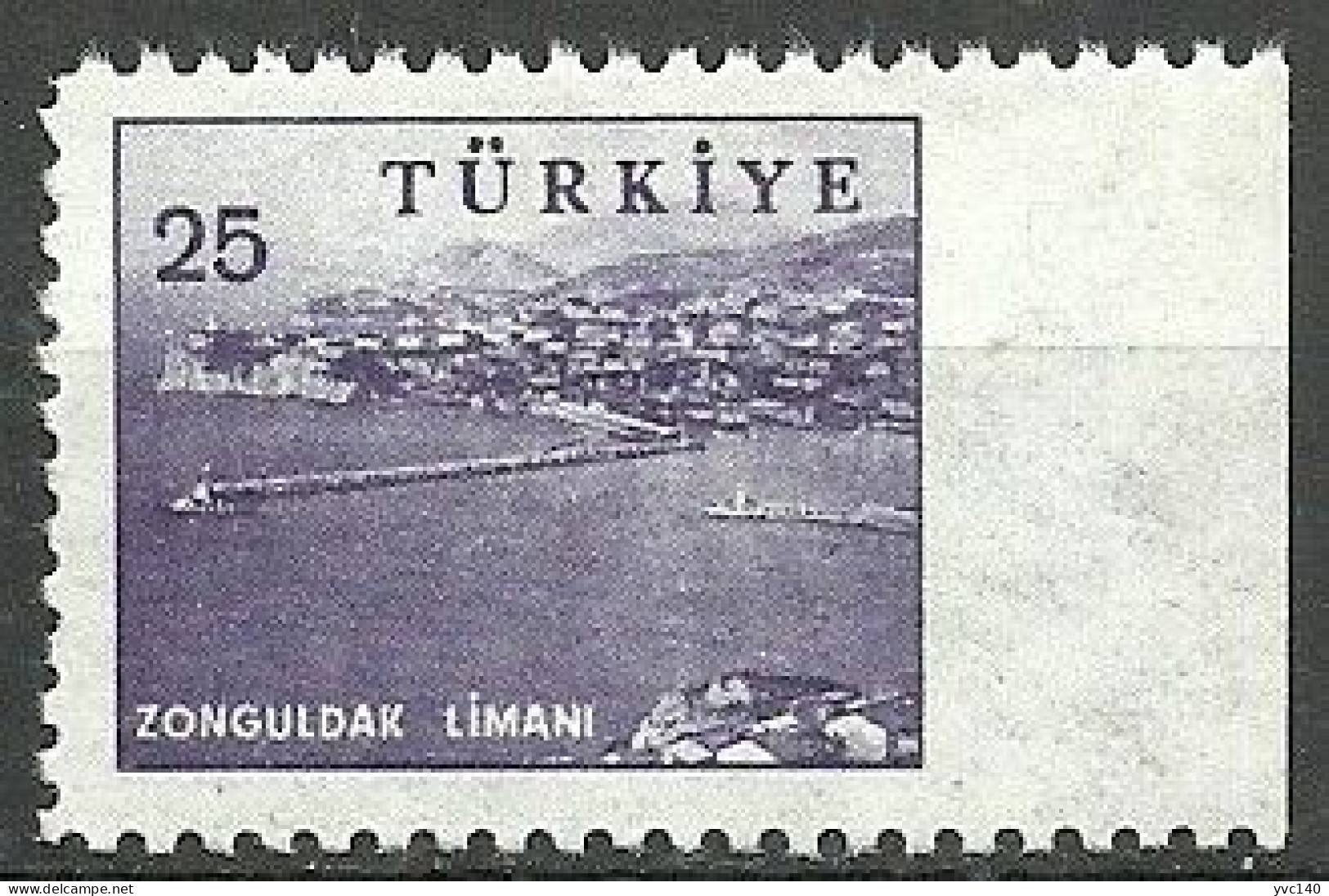 Turkey; 1959 Pictorial Postage Stamp 25 K. ERROR "Imperf. Edge" - Ongebruikt