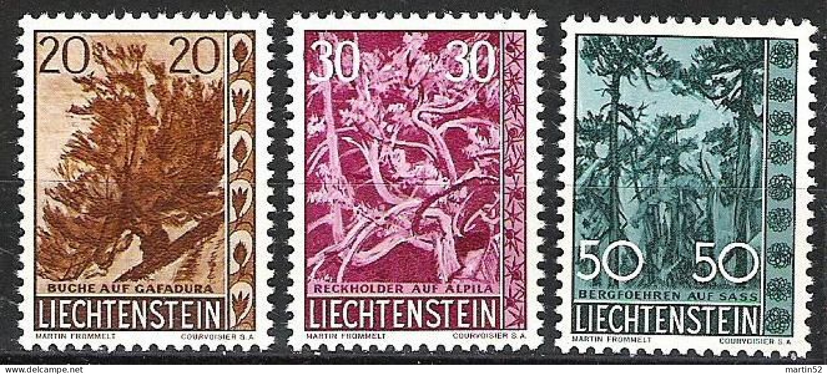 Liechtenstein 1960: Bäume Arbres Trees Zu 345-347 Mi 399-401 Yv? Buche Holder Föhre * Falz MLH (Zumstein CHF 45.00 -50%) - Unused Stamps