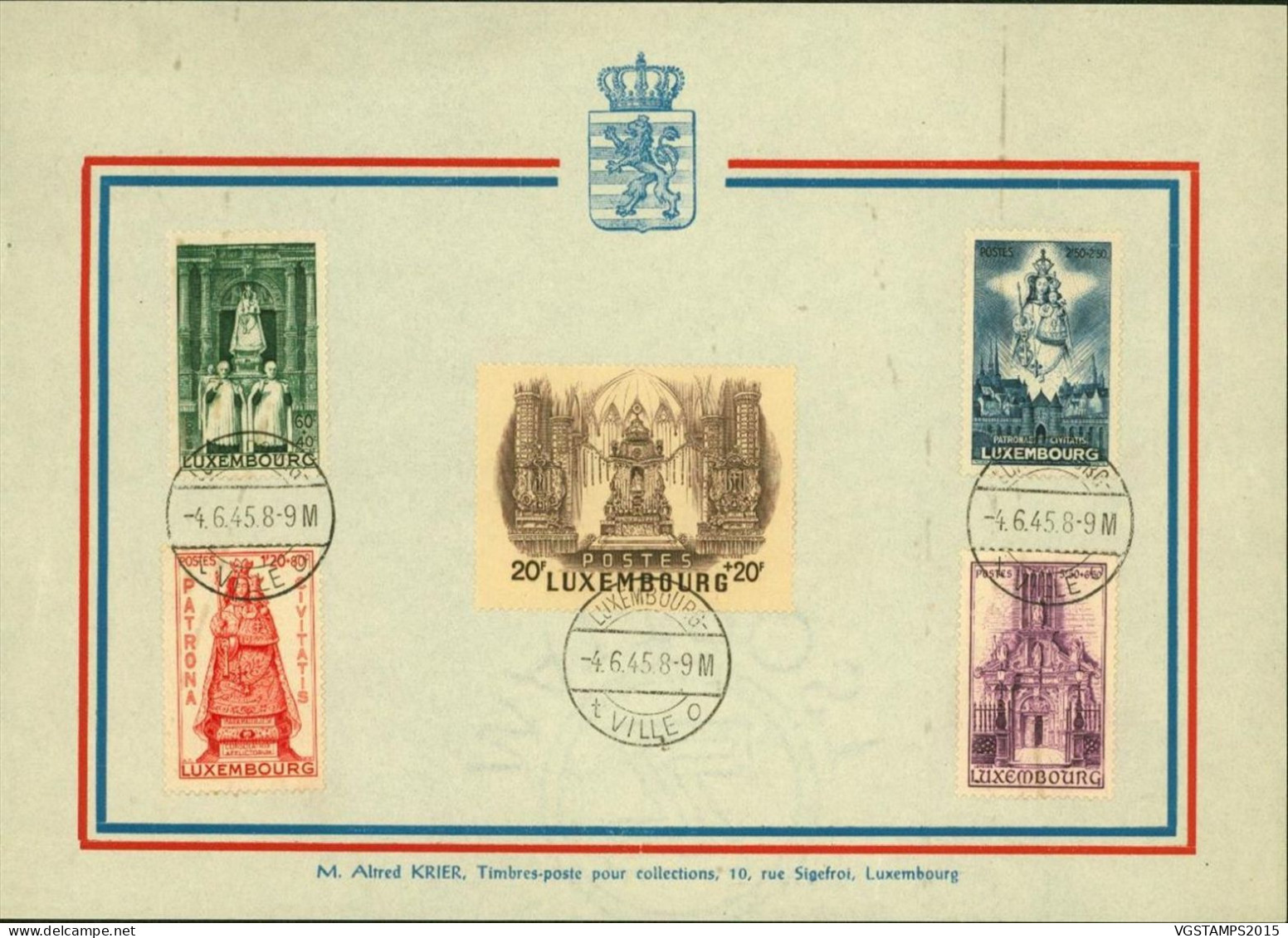 Luxembourg 1945 - Timbres Oblitérés Sur Encart FDC. Mi Nr.: 382/386. PriFix Nr.: 367/371. TRES RARE¡¡¡ (EB) AR-02717 - Used Stamps