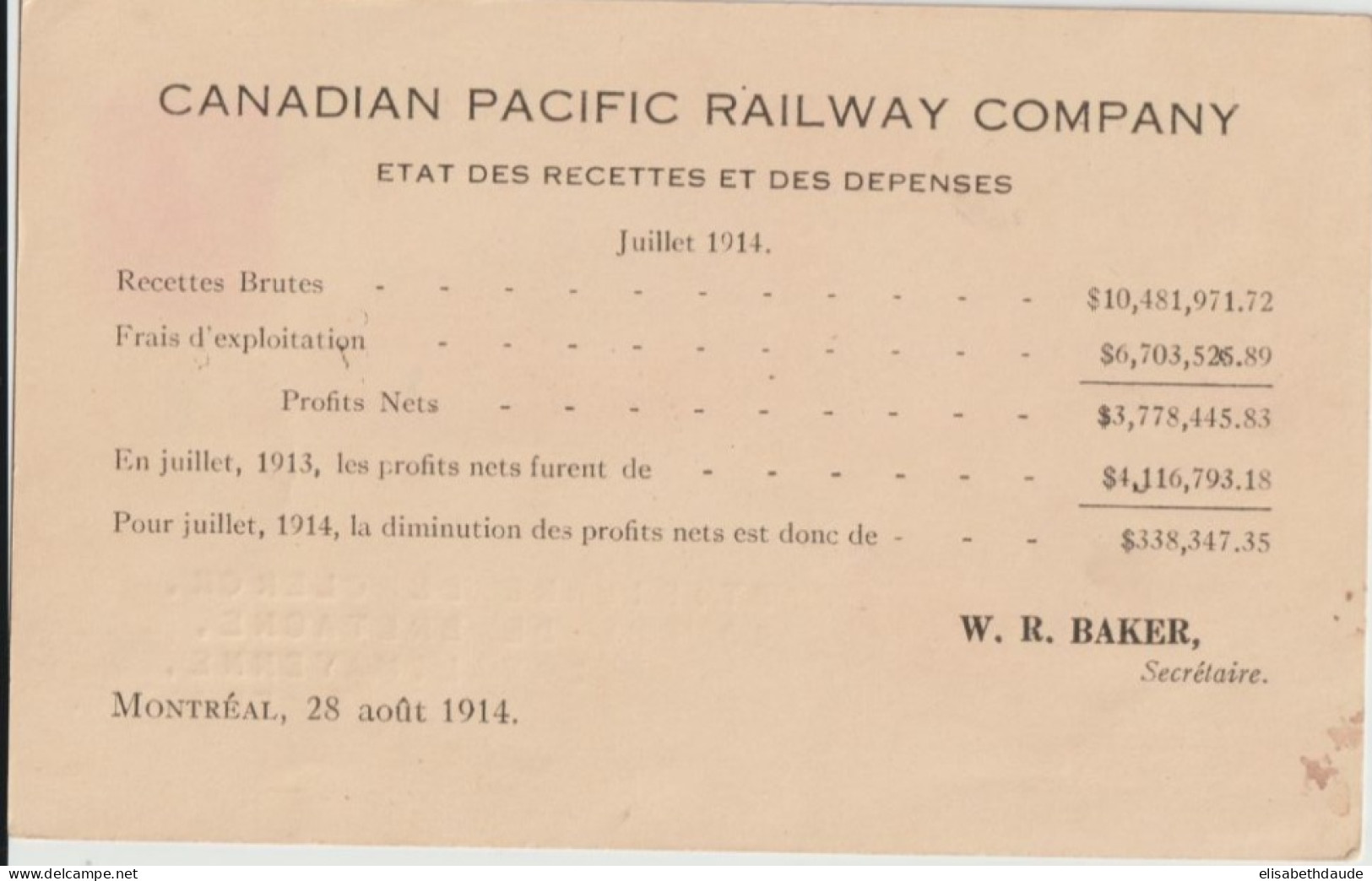 CANADA - 1914 - CP ENTIER ILLUSTREE PUB. PACIFIC RAILWAY COMPANY (MOUNT STEPHEN) ! De MONTREAL => LAVAL - 1903-1954 De Koningen