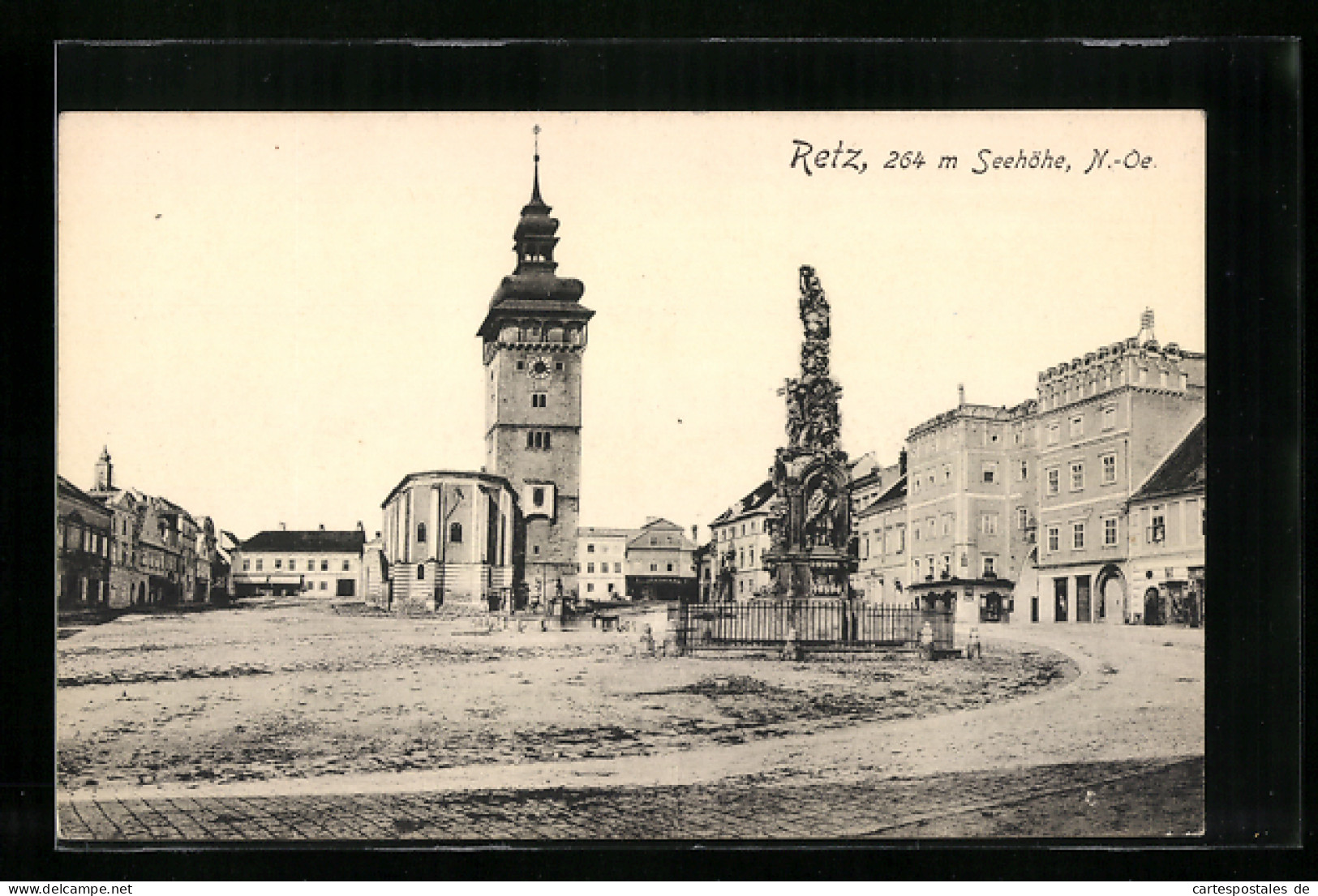 AK Retz, Hauptplatz Mit Pestsäule  - Autres & Non Classés