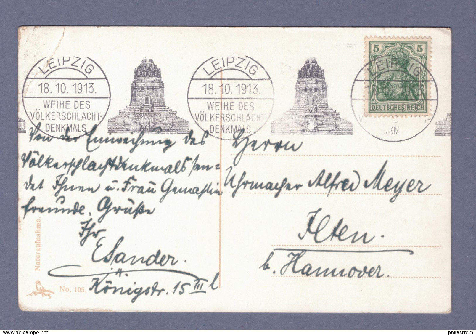DR Farbe AK  Postkarte - Leipzig - Weihe Des Völkerschacht Denkmals 18.10.1913  (CG13110-272) - Lettres & Documents