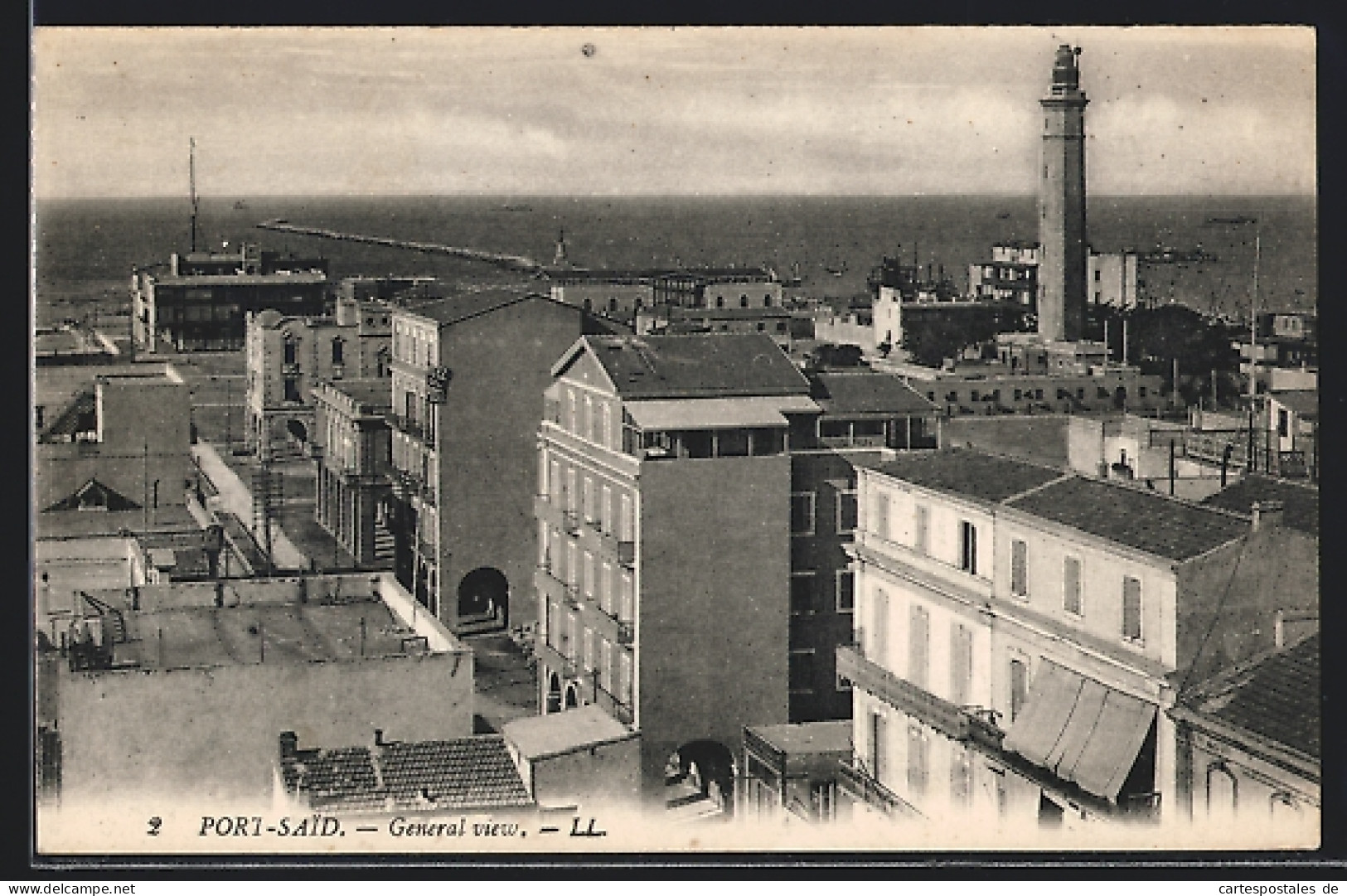CPA Port Said, General View, Le Port Avec Phare  - Sonstige & Ohne Zuordnung