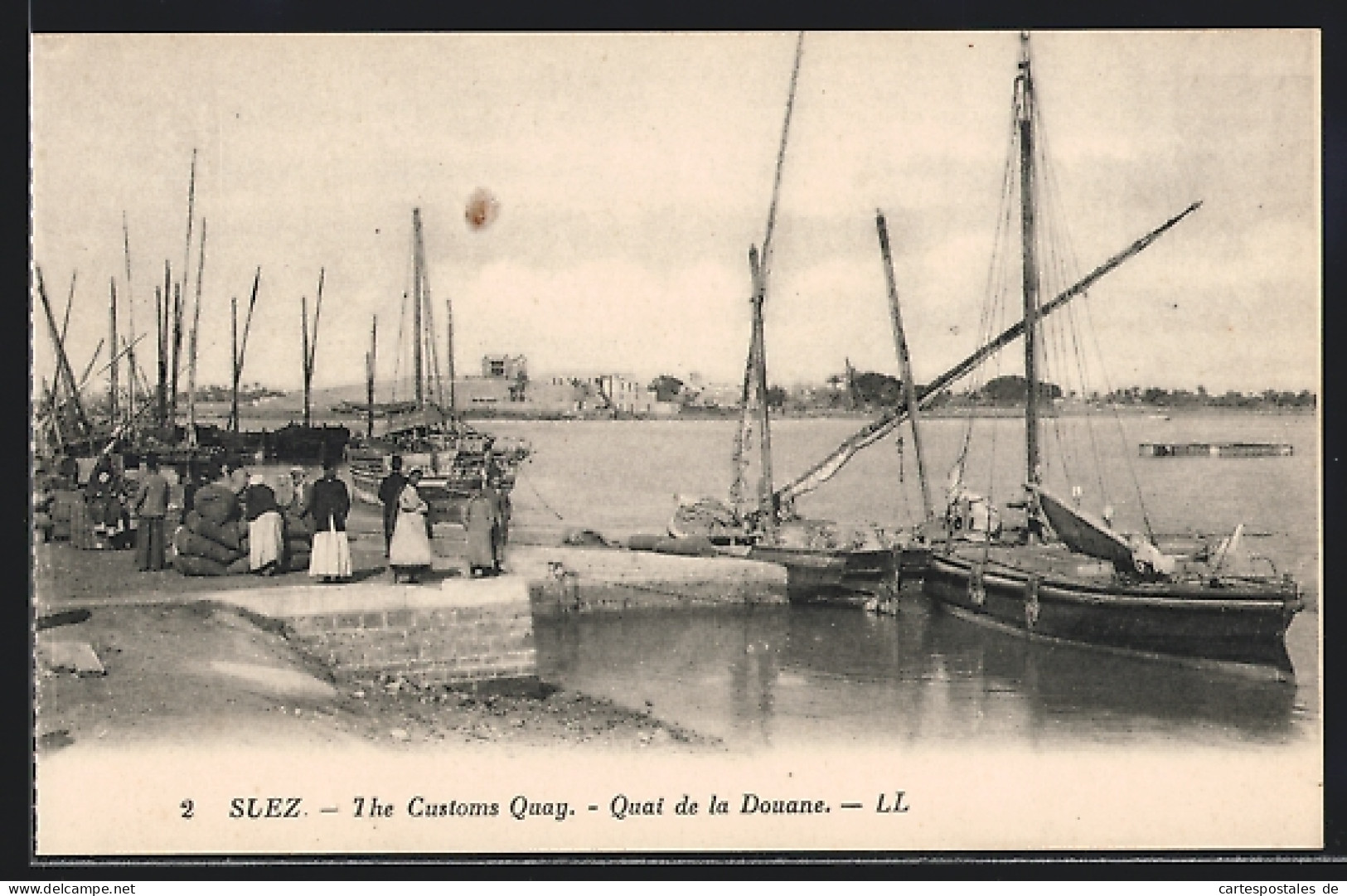 CPA Suez, The Custom-Houses Quay, Bateaux Am Le Portufer  - Andere & Zonder Classificatie