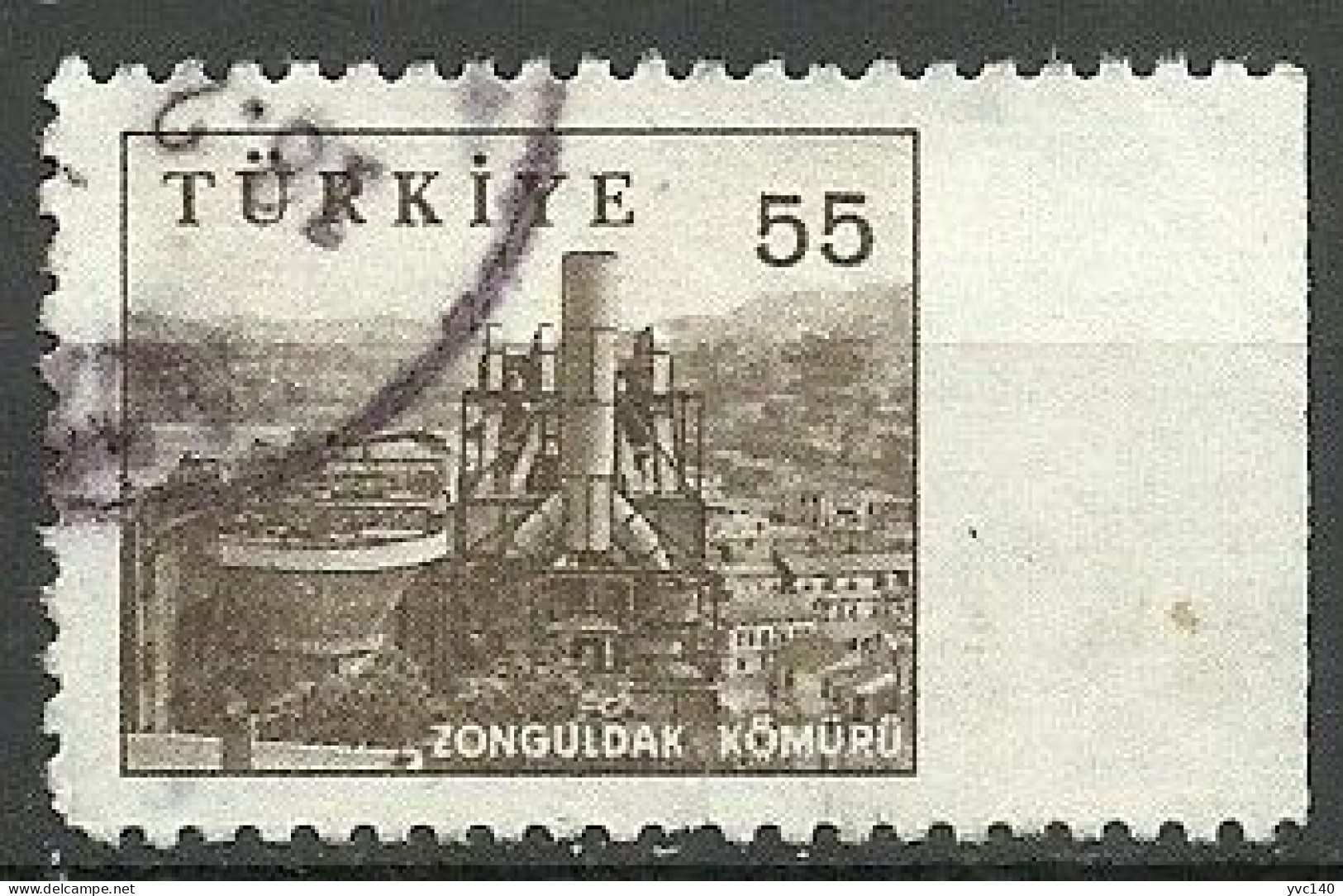 Turkey; 1959 Pictorial Postage Stamp 55 K. ERROR "Imperf. Edge" - Oblitérés