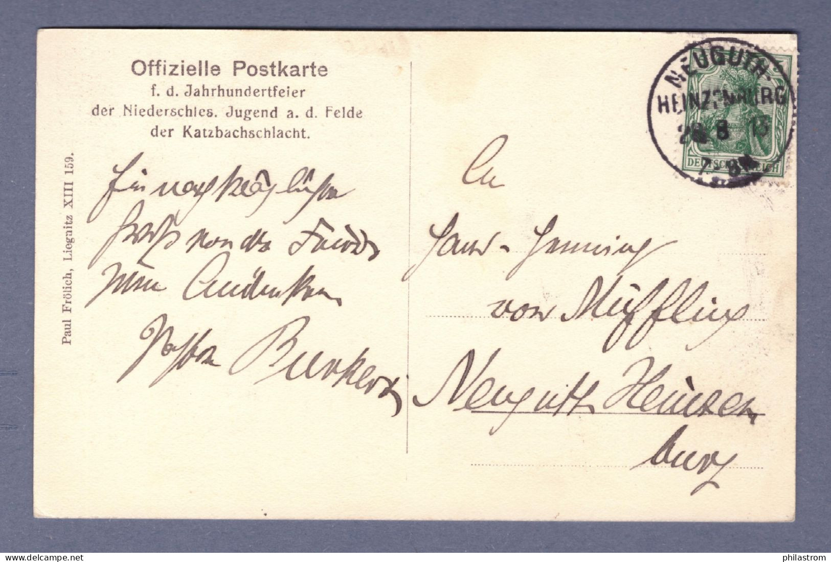 DR Bild Postkarte - Offizielle Postkarte ...Katzbachschlacht - Neuguth Heinzenburg 28.8.13  (CG13110-273) - Briefe U. Dokumente