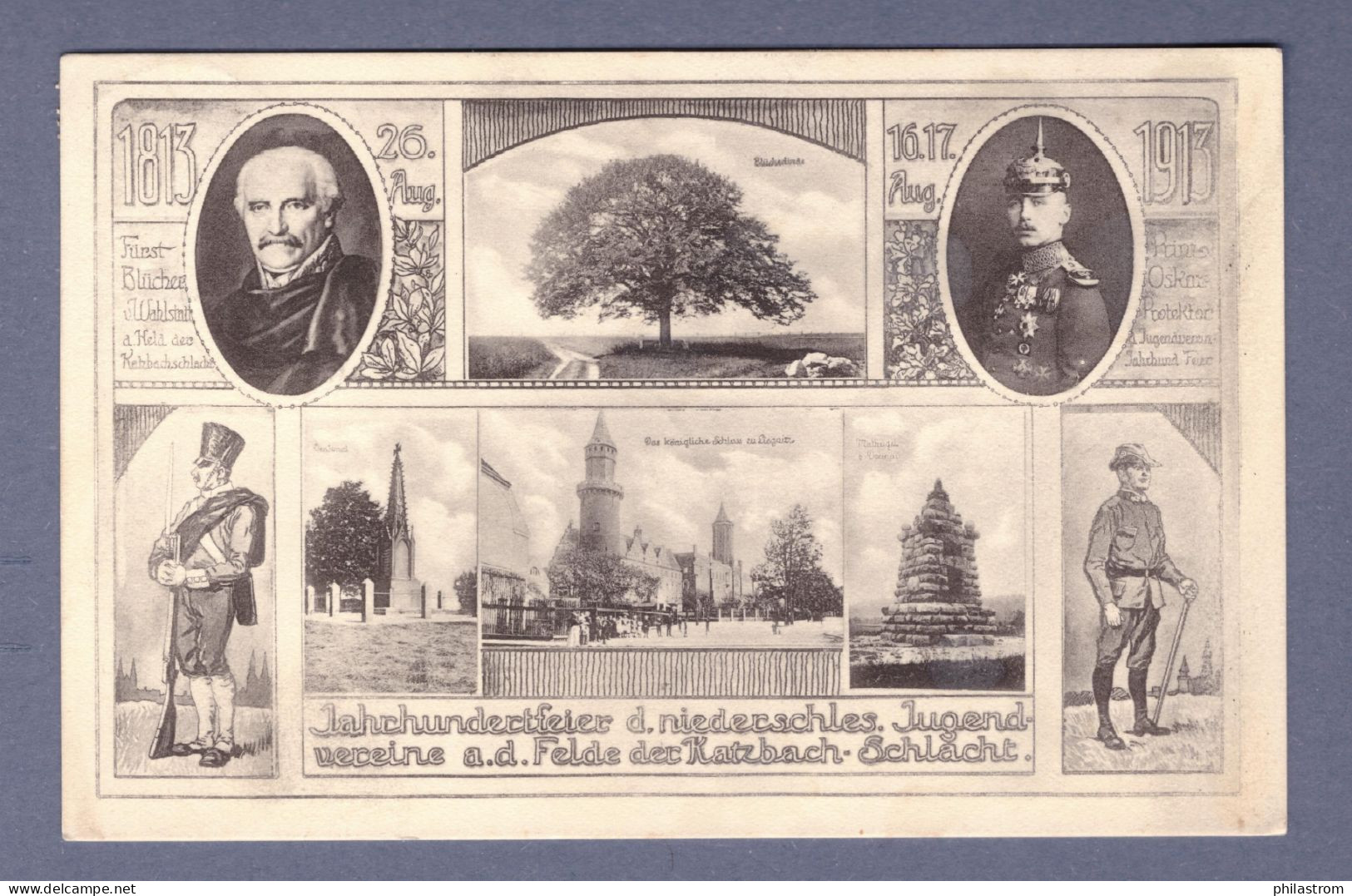 DR Bild Postkarte - Offizielle Postkarte ...Katzbachschlacht - Neuguth Heinzenburg 28.8.13  (CG13110-273) - Brieven En Documenten