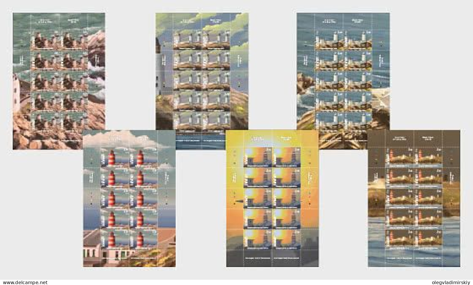 Alderney 2024 300 Years Casquets Lighthouse Lighthouses Set Of 6 Sheetlets MNH - Fari