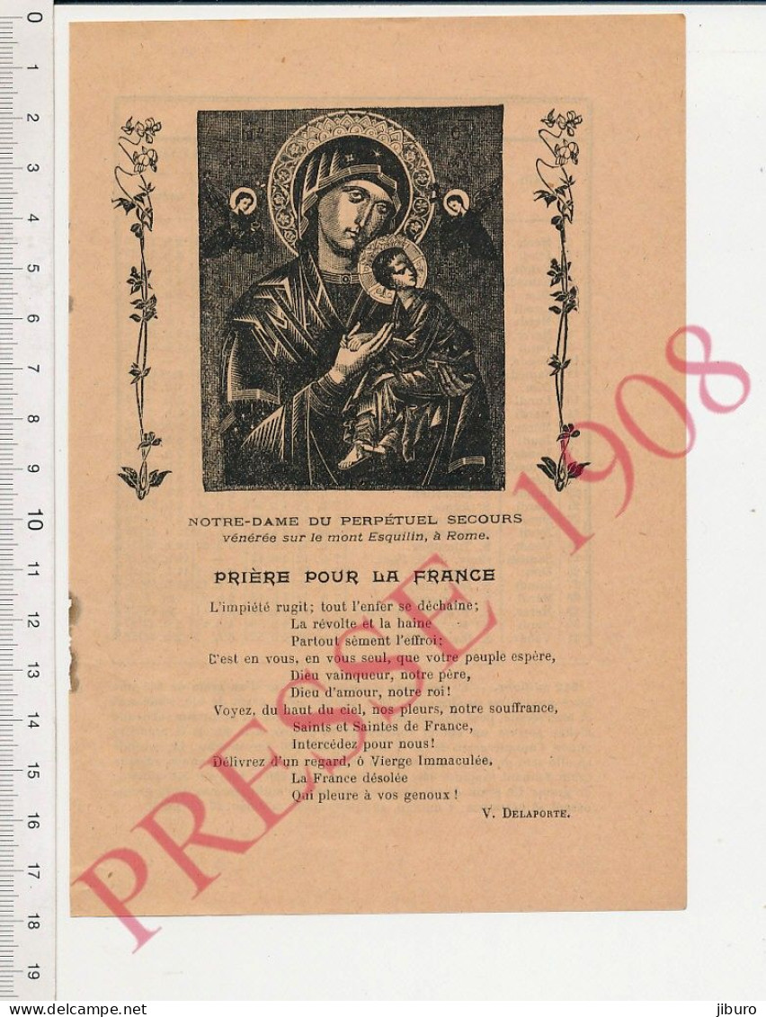 Gravure 1908 Notre-Dame Du Perpétuel Secours Vénéré Sur Le Mont Esquilin à Rome Religion Prière Pour La France - Ohne Zuordnung