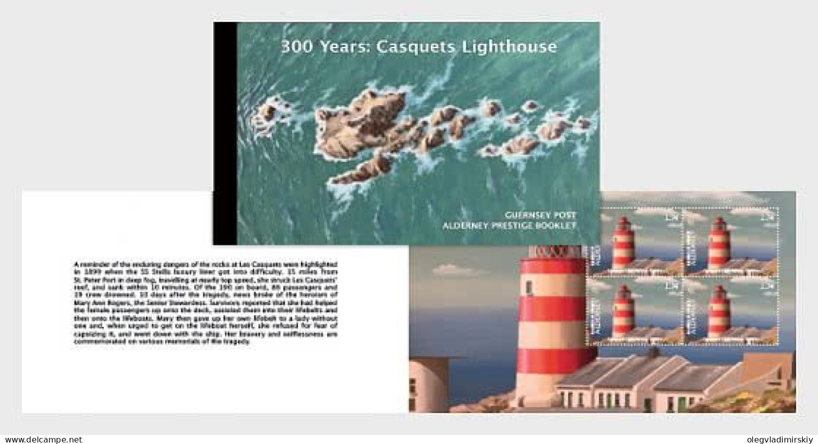 Alderney 2024 300 Years Casquets Lighthouse Lighthouses Limited Edition Booklet With Special Block's MNH - Vuurtorens