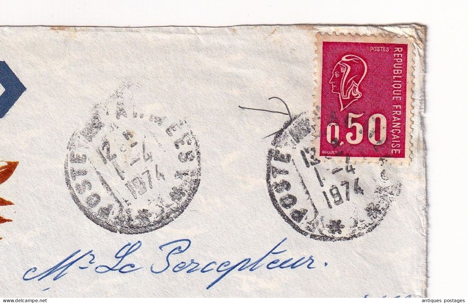 Lettre 1974 Cachet Poste Aux Armées Océanie Fruit De L'Arbre à Pain Uru   Breadfruit - Military Postmarks From 1900 (out Of Wars Periods)